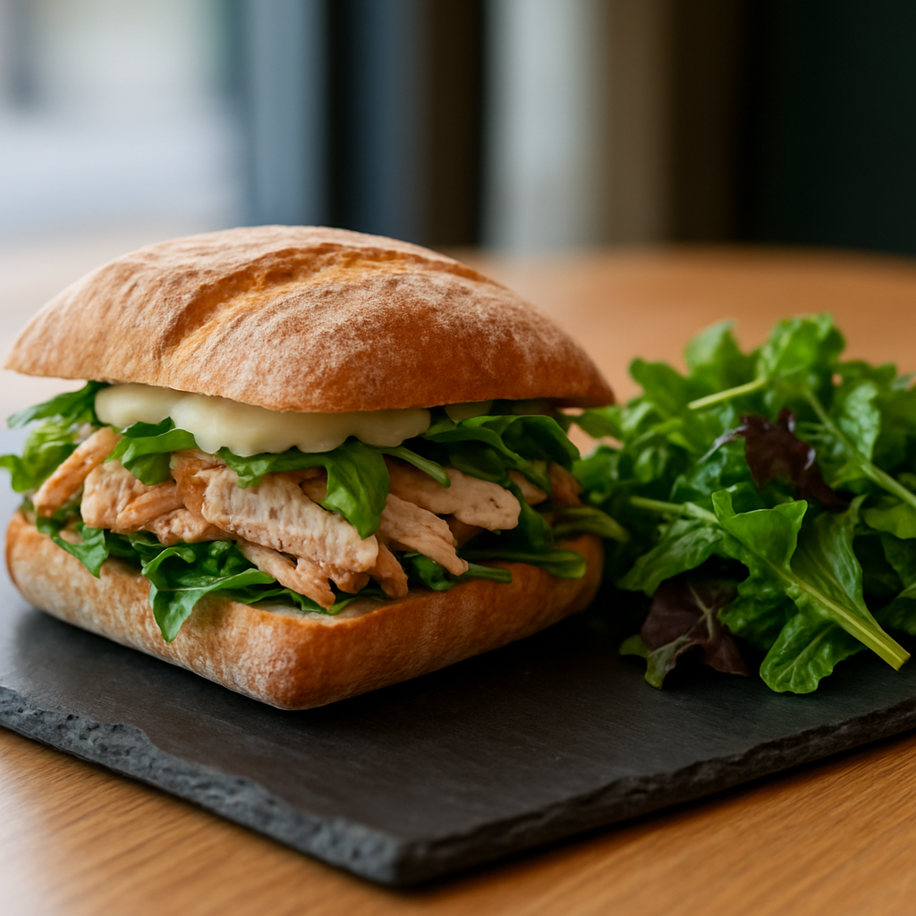 Gourmet sourdough sandwich served at Cafe Lumi for lunch